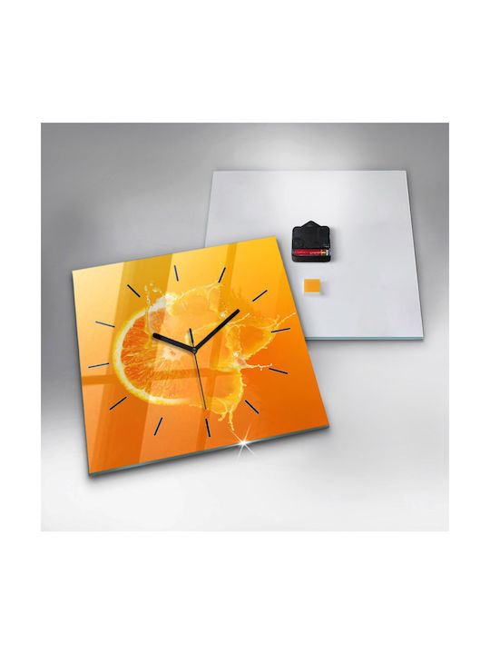 Tulup Leise Wanduhr Glas Orange 30x30cm