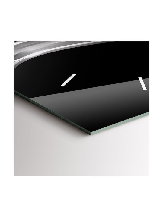 Tulup Silent Ceas de Perete Sticlă Negru 30x30cm