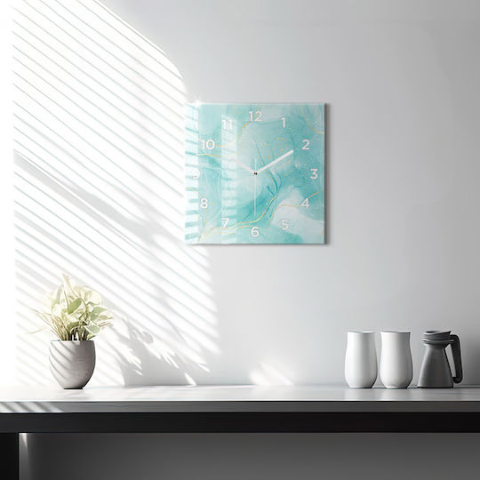 Tulup Αθόρυβο Ρολόι Τοίχου Γυάλινο Πράσινο 30x30cm
