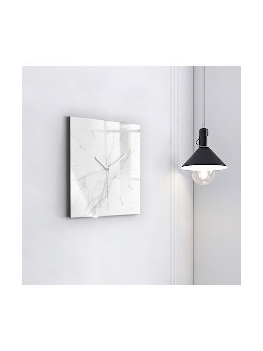 Tulup Тих режим Стенен часовник Стъкло Бял 30x30см