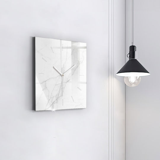 Tulup Leise Wanduhr Glas Weiß 30x30cm