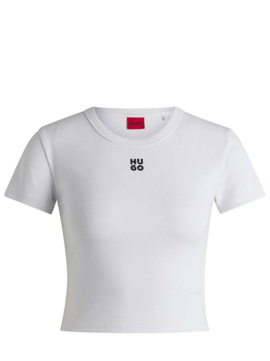 Delanor Γυναικείο Crop T-shirt Λευκό