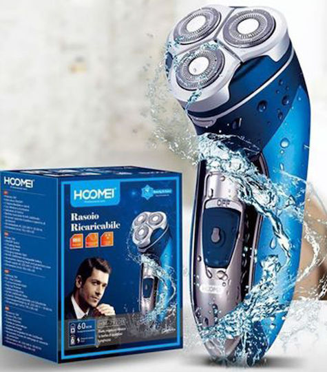 Hoomei Blue HM-7970B Rotating Electric Shaver Face Rechargeable