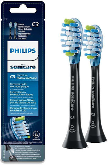 Philips Sonicare C3 Premium Plaque Defence Electric Toothbrush Replacement Heads for Standard Black HX9042/33 2pcs