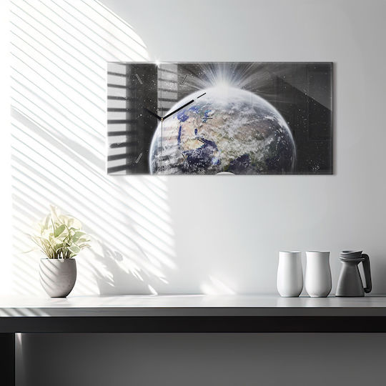 Tulup Silent Ceas de Perete Sticlă Negru 60x30cm