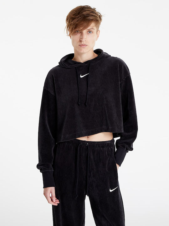 Γυναικείο Αθλητικό Crop Top Μακρυμάνικο Μαύρο