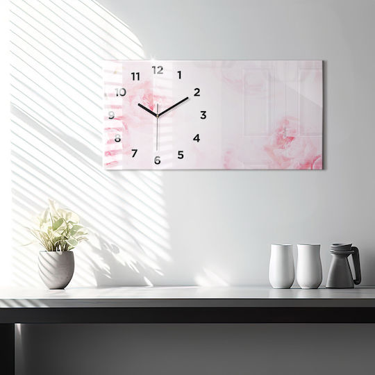 Tulup Αθόρυβο Ρολόι Τοίχου Γυάλινο Ροζ 60x30cm