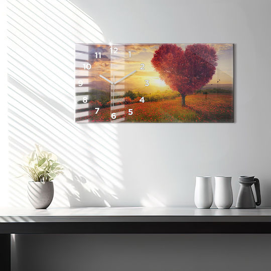 Tulup Αθόρυβο Ρολόι Τοίχου Γυάλινο Κόκκινο 60x30cm