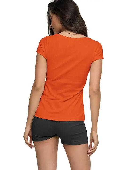 Women's Blouse Cotton Short Sleeve Orange