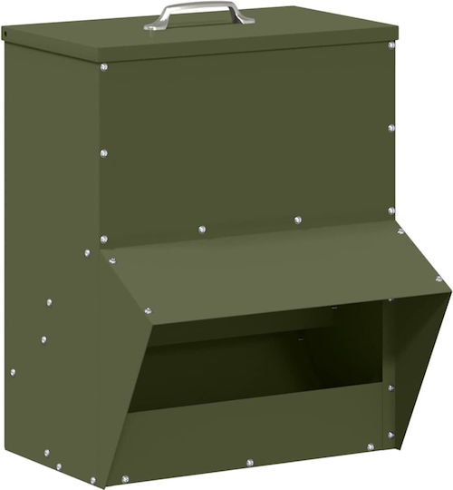 Vidaxl Chicken Feeder Olive Green 20 X 25 X 35 Cm