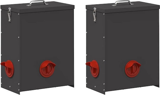Vidaxl Chicken Feeder 2 Pcs Black 32.5 X 20.5 X 43 Cm