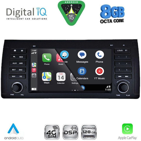 Digital IQ Car Audio System for BMW Series 5 (E39) 1998-2005 (Bluetooth/USB/WiFi/GPS/Apple-Carplay/Android-Auto)