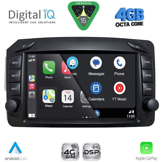 Digital IQ Ηχοσύστημα Αυτοκινήτου για Mercedes-Benz C Class / CLK Class 1999-2004 (Bluetooth/USB/WiFi/GPS/Apple-Carplay/Android-Auto) με Οθόνη Αφής 7"