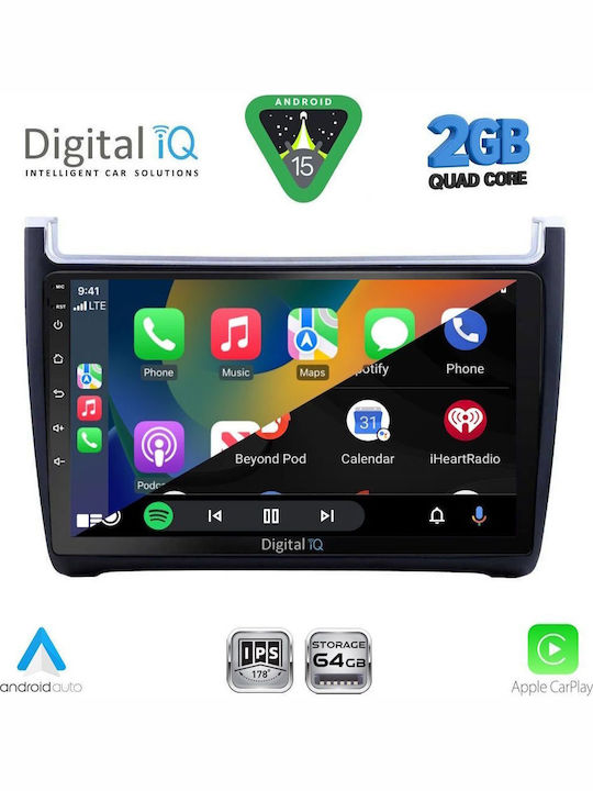 Digital IQ Car Audio System for Volkswagen Polo 2014-2017 (Bluetooth/USB/WiFi/GPS/Apple-Carplay/Android-Auto) with Touch Screen 9"