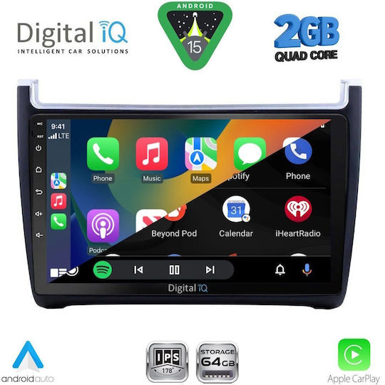 Digital IQ Ηχοσύστημα Αυτοκινήτου για Volkswagen Polo 2014-2017 (Bluetooth/USB/WiFi/GPS/Apple-Carplay/Android-Auto) με Οθόνη Αφής 9"