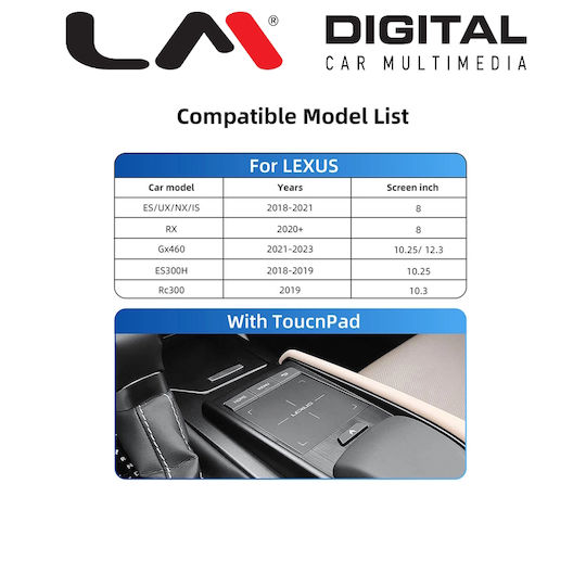 LM Digital Car Audio System for Lexus ES UX NX RX 2018 2023 Bluetooth USB Wi-Fi GPS Apple CarPlay Android Auto with 8 Inch Touch Screen