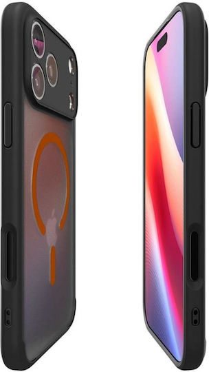 Spigen Ultra Hybrid MagFit Rückseite Umschlag Silikon / Kunststoff 2mm Frost Schwarz Orange (iPhone 17 Pro Max)