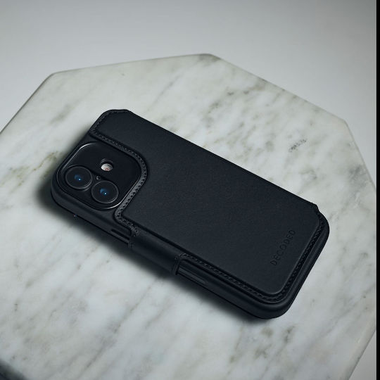 Decoded Detachable Портмоне Кожа / Закалено стъкло / Пластмаса 1.2мм Черен (iPhone 17)