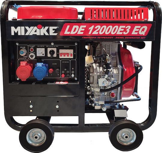 Miyake LDE12000Ε3 Трофазен Генератор Дизел с Миза, Гуми и Максимална Мощност 12.5kVA