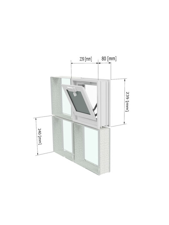Hinged Window Aluminum W23.9xH23.9cm