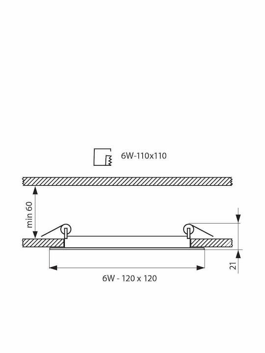 Vivalux Platz Vertieft LED Panel 6W mit Natürliches Weiß Licht 4000K
