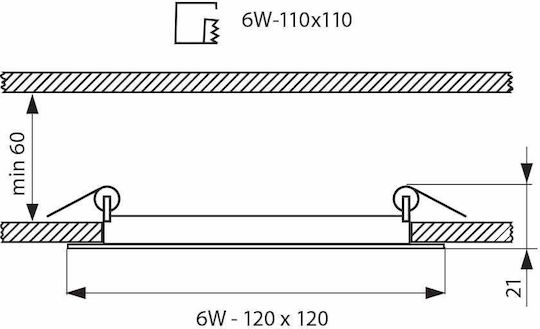 Vivalux Platz Vertieft LED Panel 6W mit Natürliches Weiß Licht 4000K