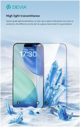Devia Premium Tempered Glass Screen Protector Applicator Van Series Crystal Diamond for iPhone 17 Pro Max