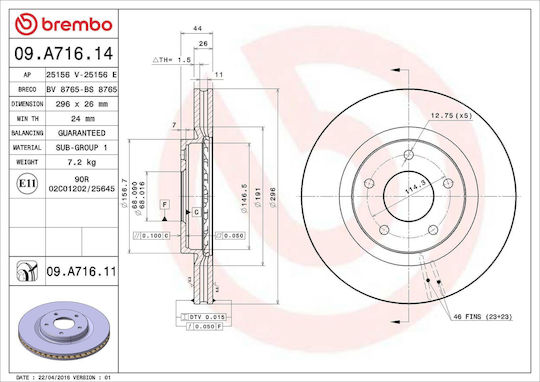 Disc de frână Brembo Nissan Qashqai Qashqai +2 J10 Jj10 09a71611