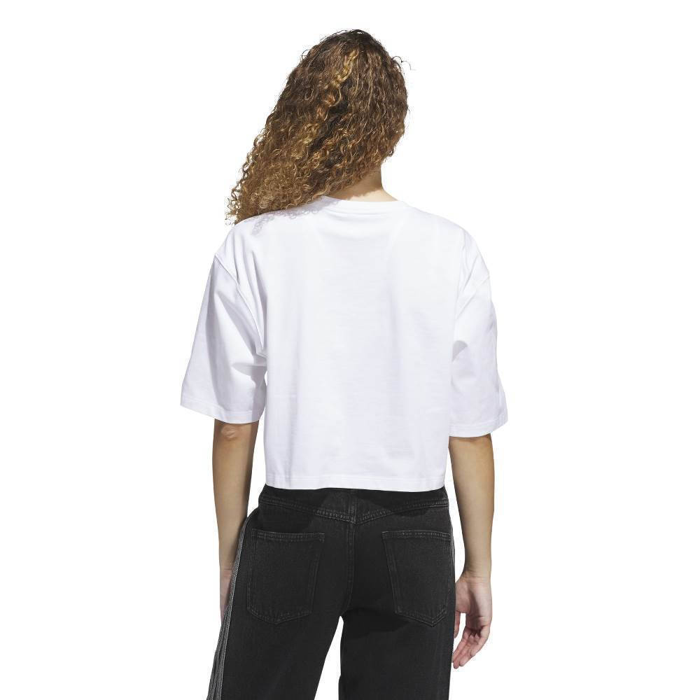 adidas Essentials Tricou Oversized Crop Sportiv Damă Alb JJ3385