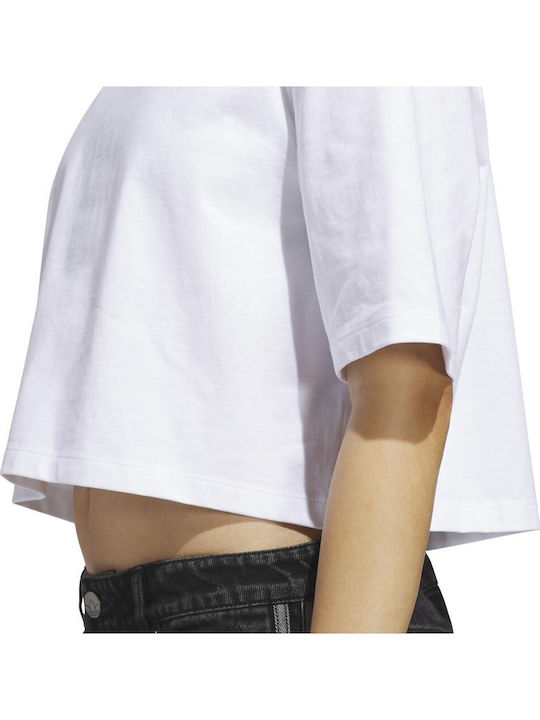 Essentials Tricou Oversized Crop Sportiv Damă Alb