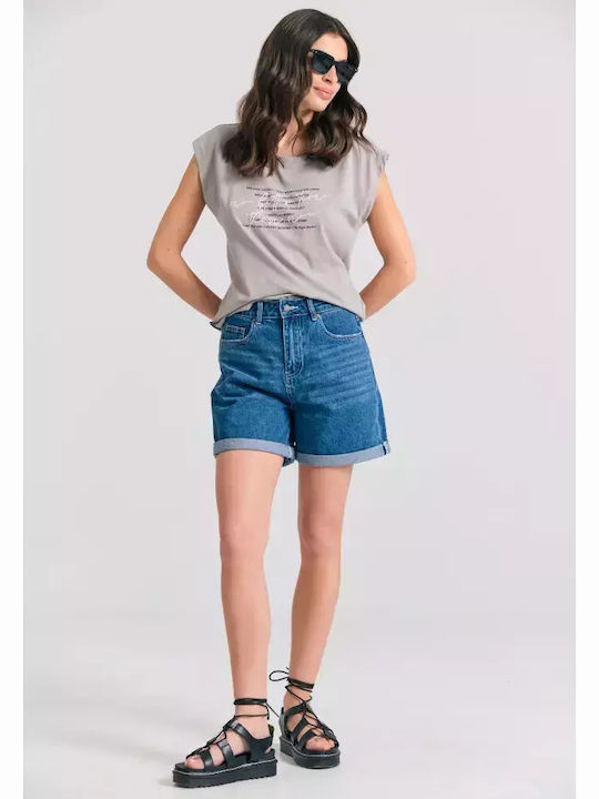 Women's Summer Cotton Sleeveless Gray Blouse