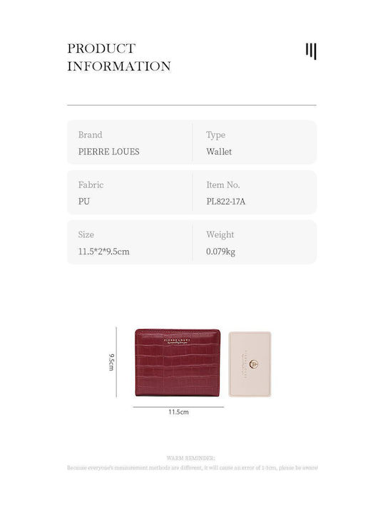 Small Fabric Women's Card Wallet Burgundy PL822-17A Burgundy