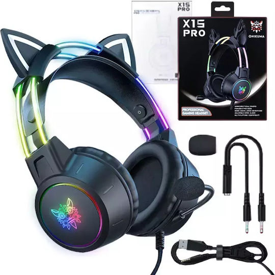 Onikuma X15 Pro Cat Ears Over Ear Gaming Headset με σύνδεση 3.5mm / USB