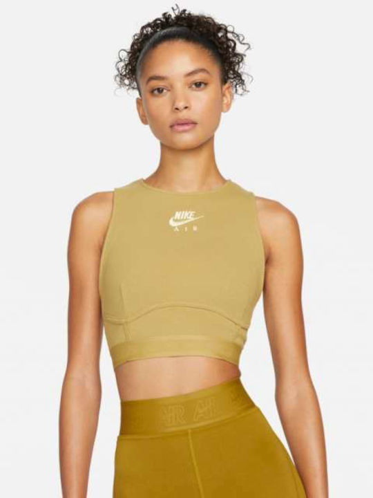 Air Women's Summer Crop Top Cotton Sleeveless Khaki
