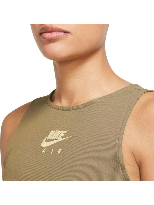 Air Women's Summer Crop Top Cotton Sleeveless Khaki