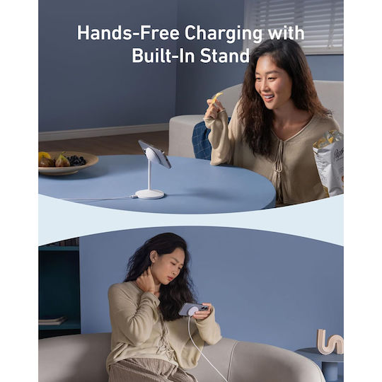 Anker Kabelloses Ladegerät (Qi Pad) und Kabel USB-C 15W Weißs (Maggo Stand)
