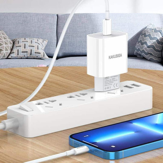 Kakusiga Φορτιστής Χωρίς Καλώδιο με Θύρα USB-C 14W Λευκός (KSC-1230)