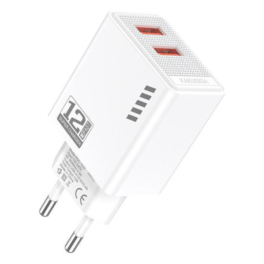 Kakusiga Ladegerät ohne Kabel mit 2 USB-A Anschlüsse 12W Weißs (KSC-1237)