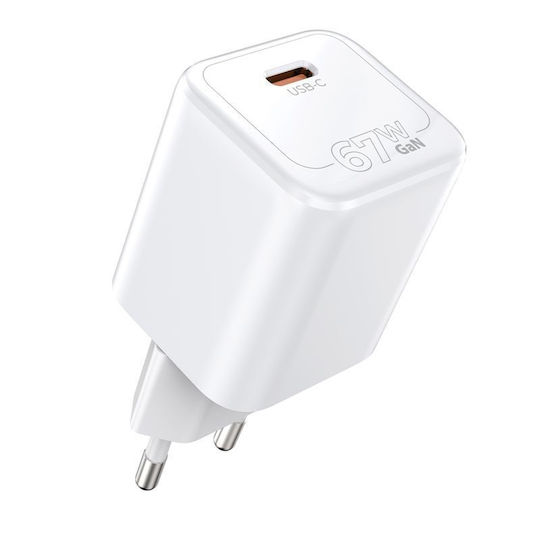 Mobile Origin Φορτιστής Χωρίς Καλώδιο GaN με Θύρα USB-C 67W Power Delivery Λευκός (MO-67W-PW6)