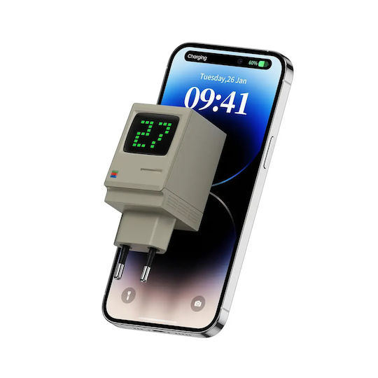 Sharge Φορτιστής Χωρίς Καλώδιο με 3 Θύρες USB-C Μπεζ (Retro 67)