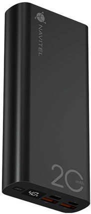 Navitel PWR20 AL Power Bank 20000mAh 22.5W cu 2 Porturi USB-A și Port USB-C Livrarea energiei / Quick Charge 3.0 Negru