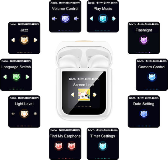 Hoco EW86 Cat Earbud Bluetooth Handsfree Earphones with Charging Case White