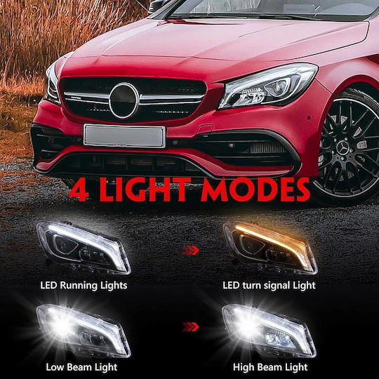 Set Front Lights Mercedes-Benz Cla W117 13-19 Look Facelift Black Full Led Drl 2 Pieces 0033359