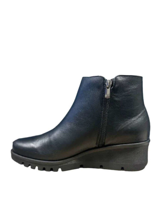 Leather Women's Ankle Boots Platform Black