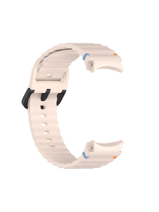 Samsung Galaxy Watch 6 40 44mm Wavy Grain Stitched Pink Buckle Silicone Watch Band