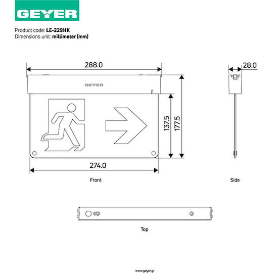 Geyer LED Φωτιστικό Ασφαλείας