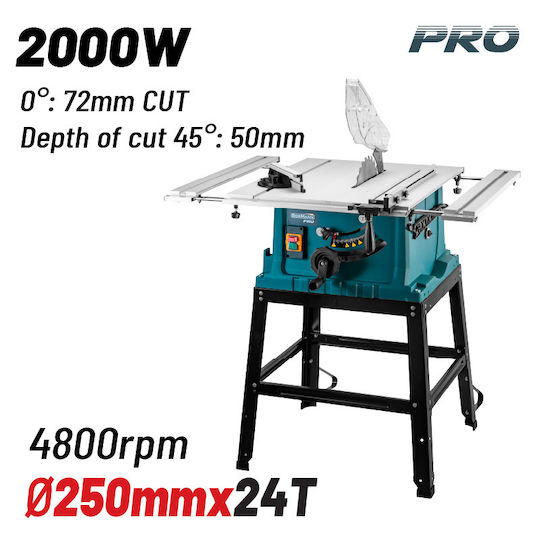 Bormann Pro BTS2850 Δισκοπρίονο Πάγκου με Ισχύ 2000W, Δίσκο Κοπής Διαμέτρου 250mm & Ταχύτητα Κοπής 4800rpm