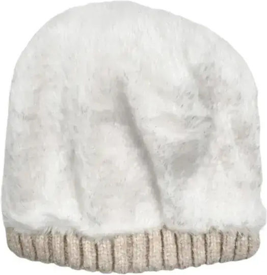 Frauen Set mit Beanie Gestrickt in Ecru Farbe