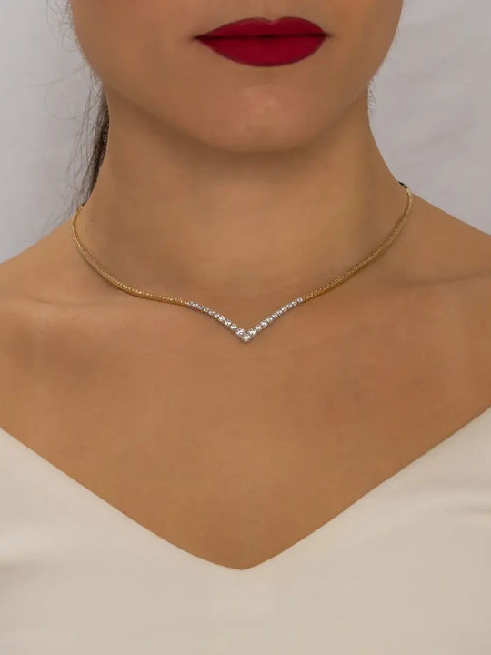 Set with Necklace & Bracelet from Gold 14K with Stones