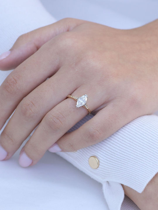 Ring with Diamond made of White gold 14K